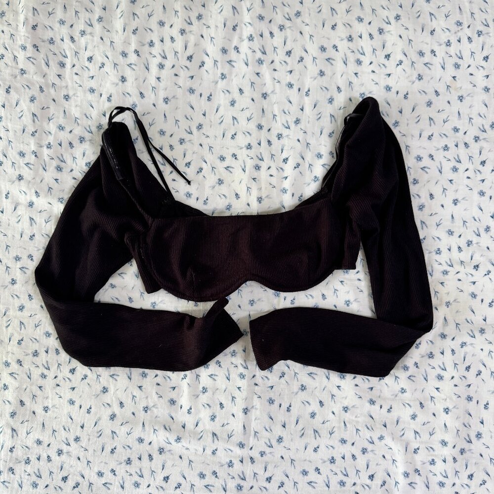 Princess Polly Becca Long Sleeve Crop Top Black